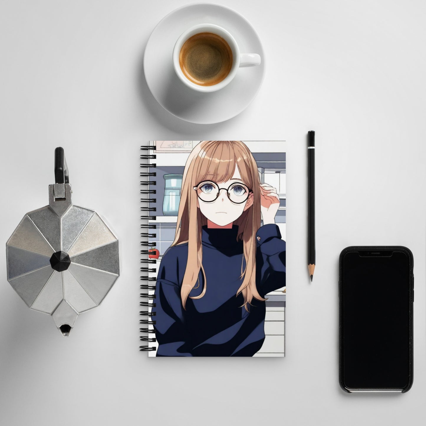 Anime girl Spiral notebook