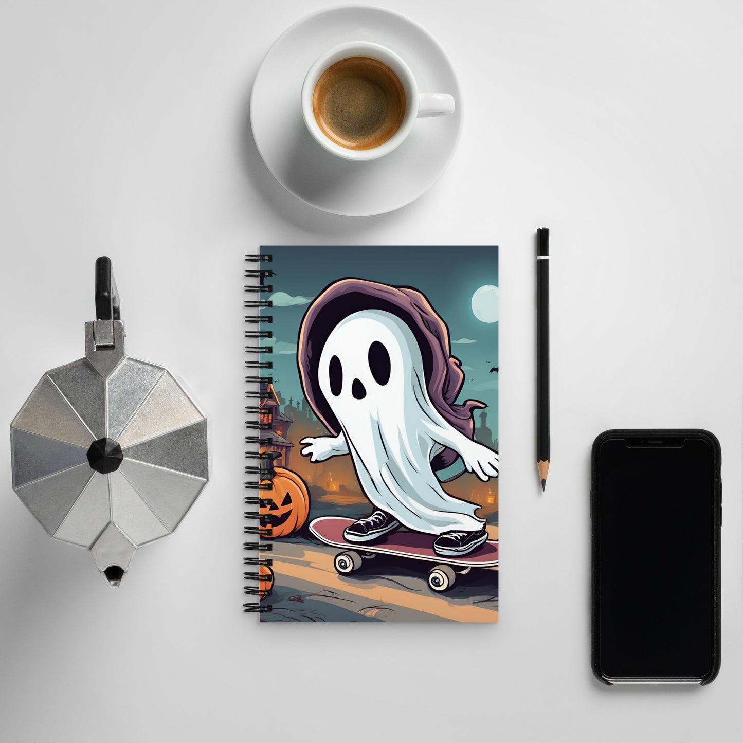 Ghost boarder Spiral notebook
