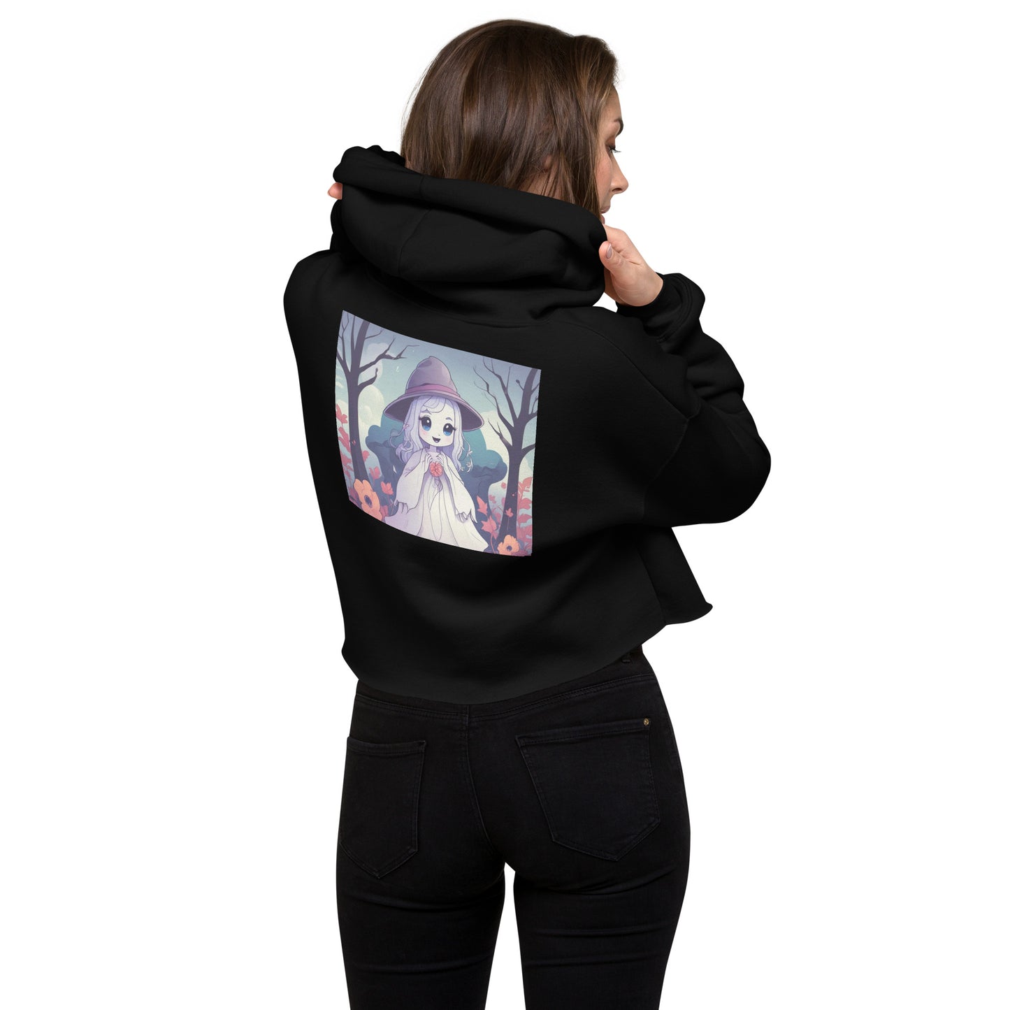 Halloween fall ghost Crop Hoodie