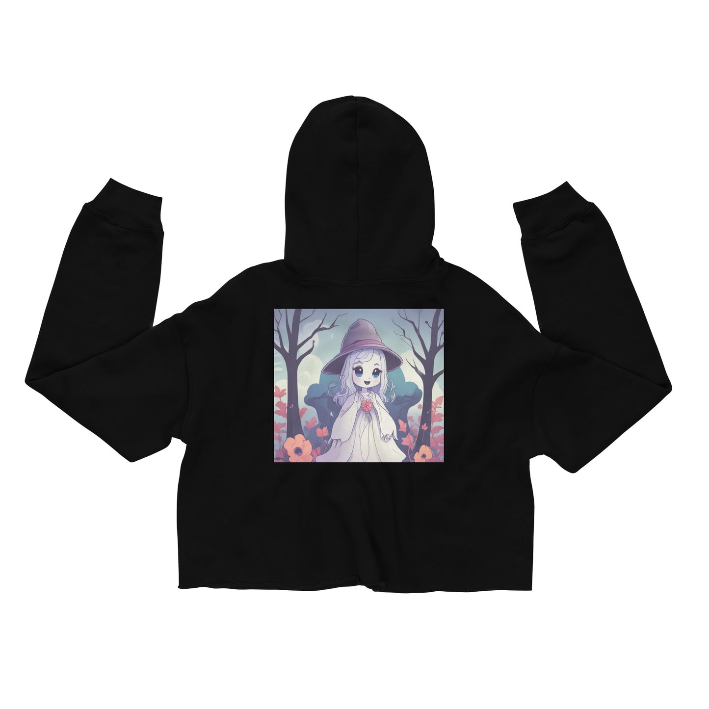 Halloween fall ghost Crop Hoodie