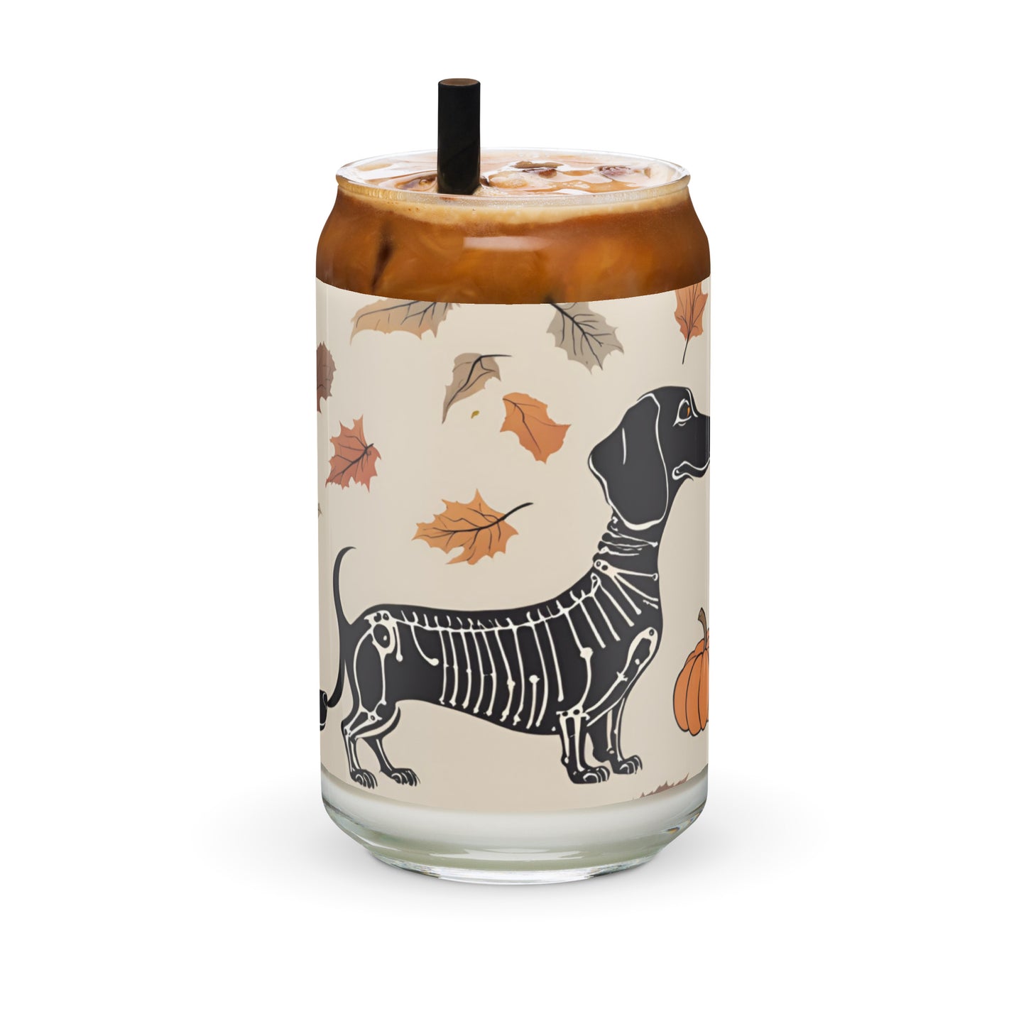 Happy Halloween dachshund Can-shaped glass