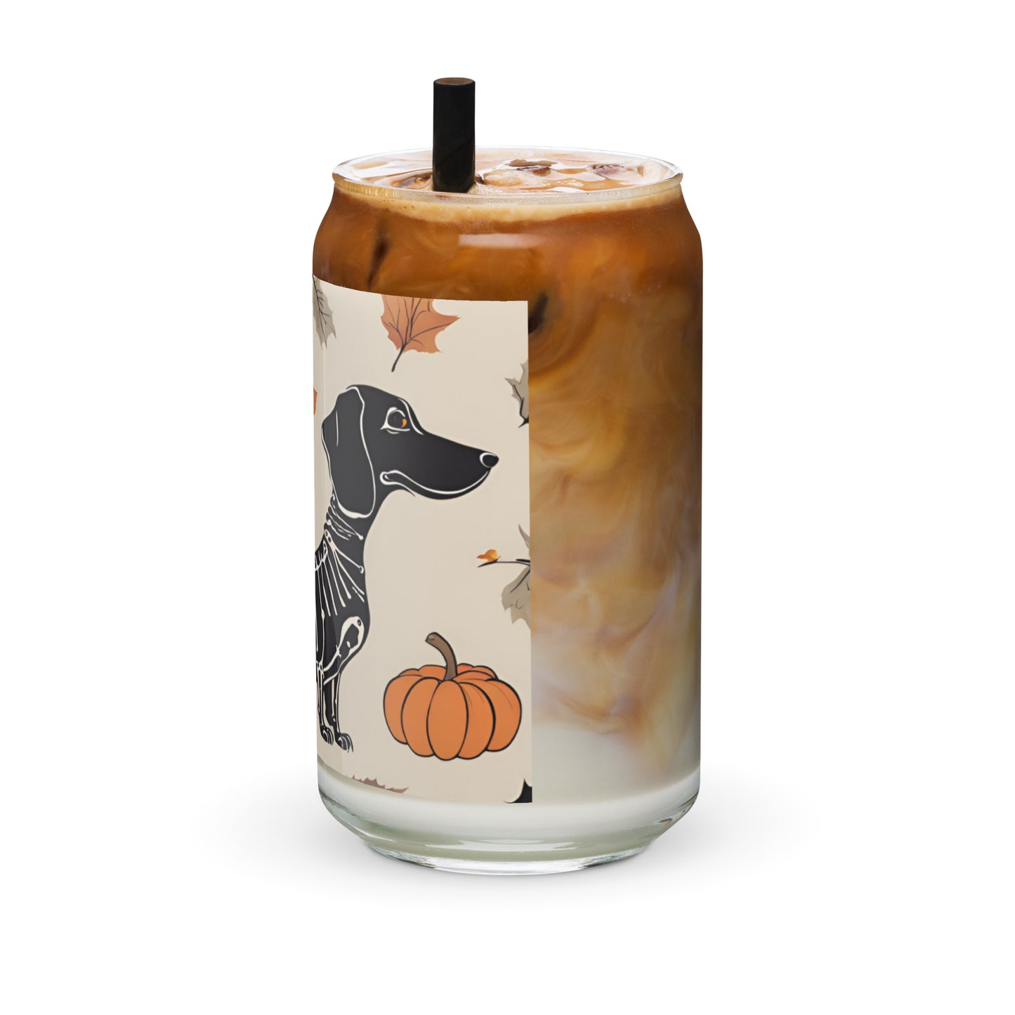 Happy Halloween dachshund Can-shaped glass