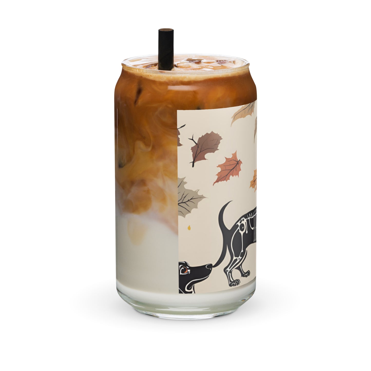 Happy Halloween dachshund Can-shaped glass