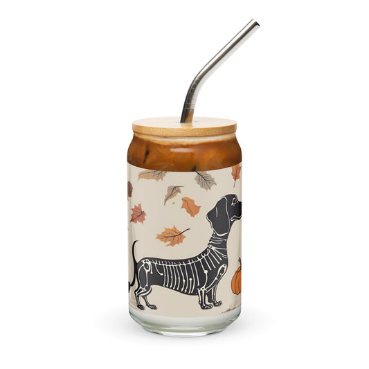 Happy Halloween dachshund Can-shaped glass