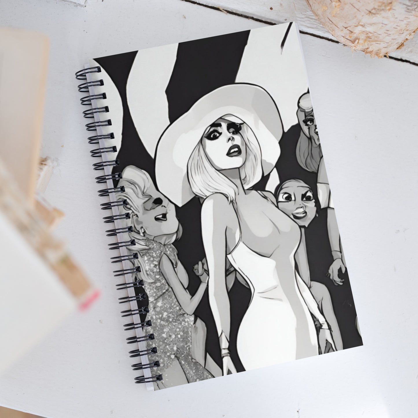 Lady Gaga black and white Spiral notebook