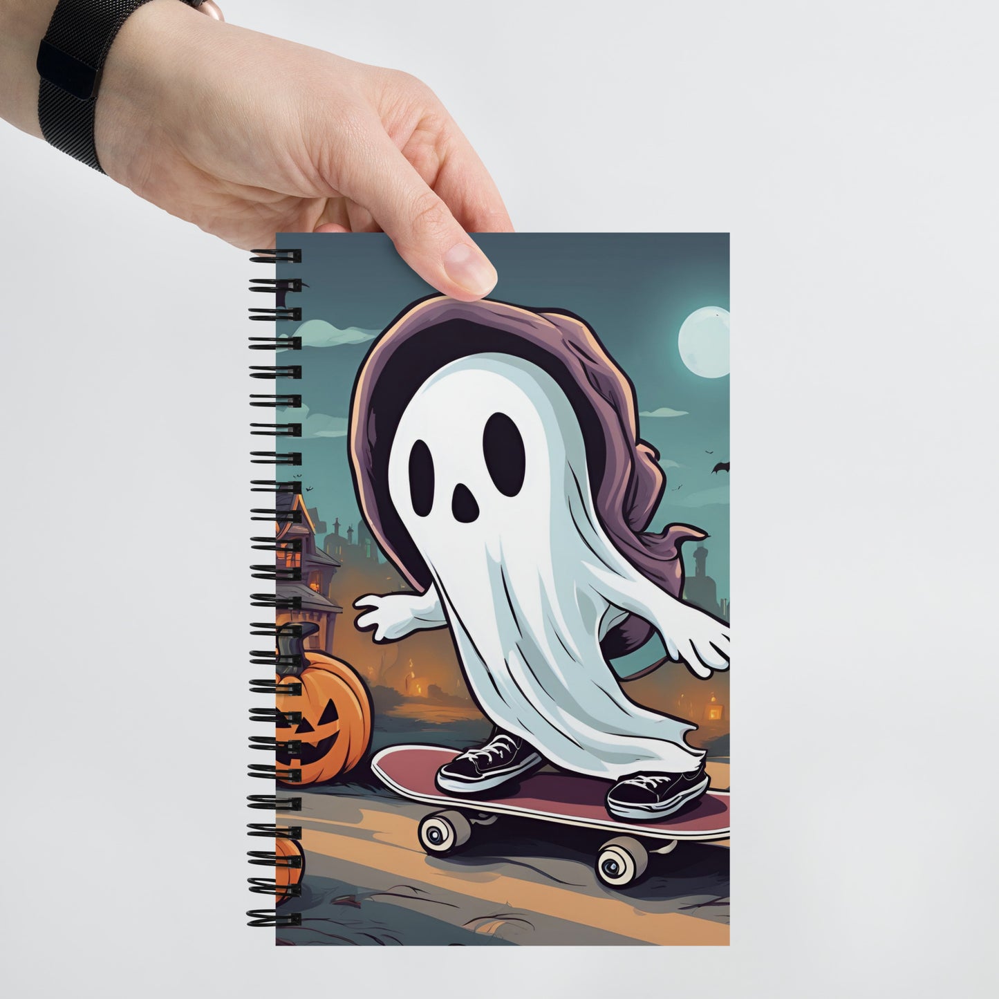 Ghost boarder Spiral notebook