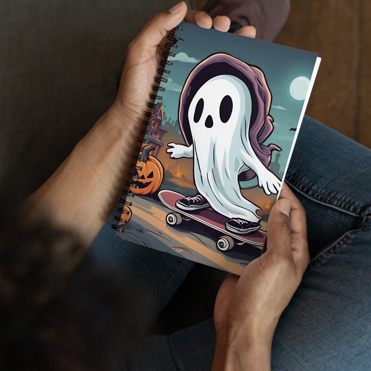 Ghost boarder Spiral notebook