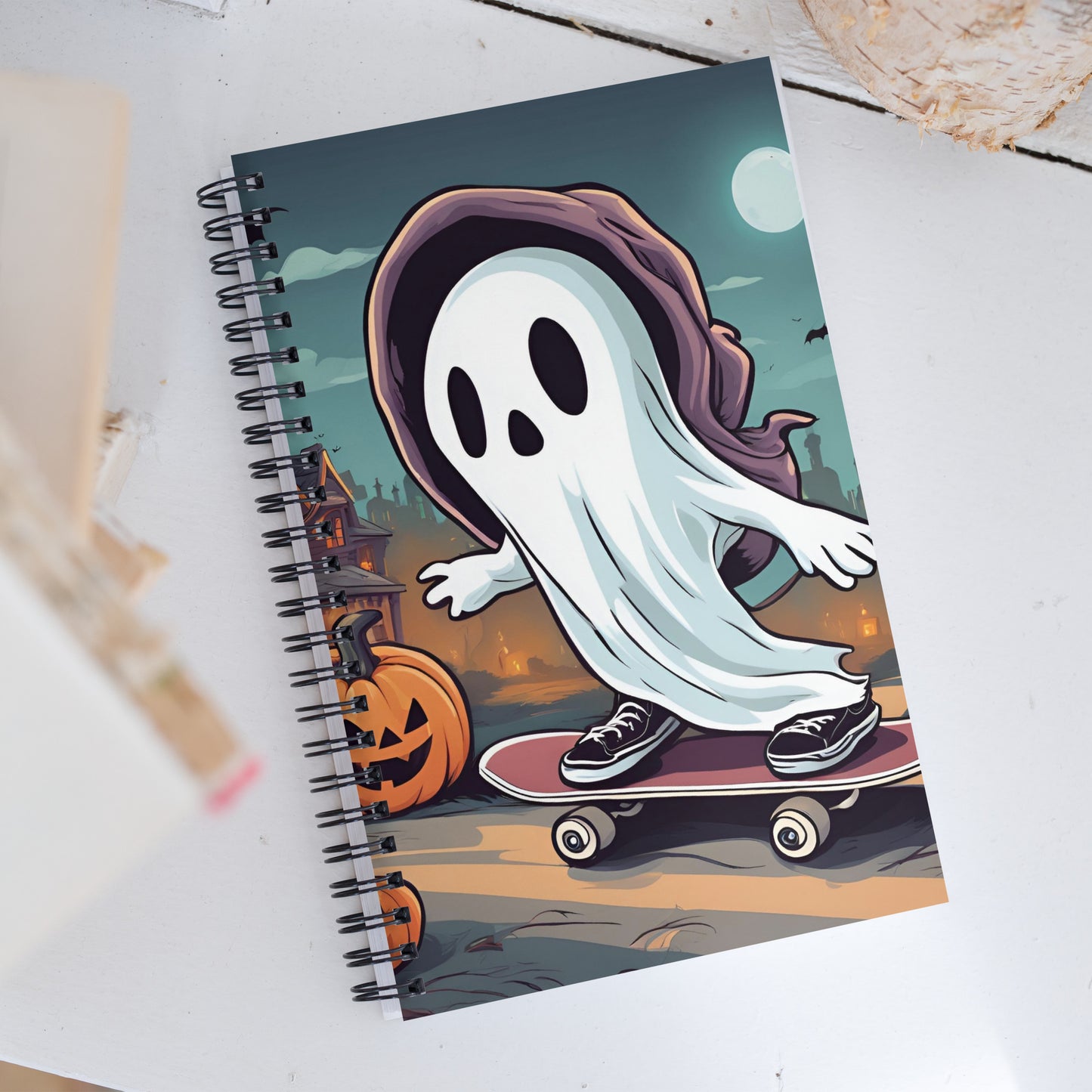 Ghost boarder Spiral notebook
